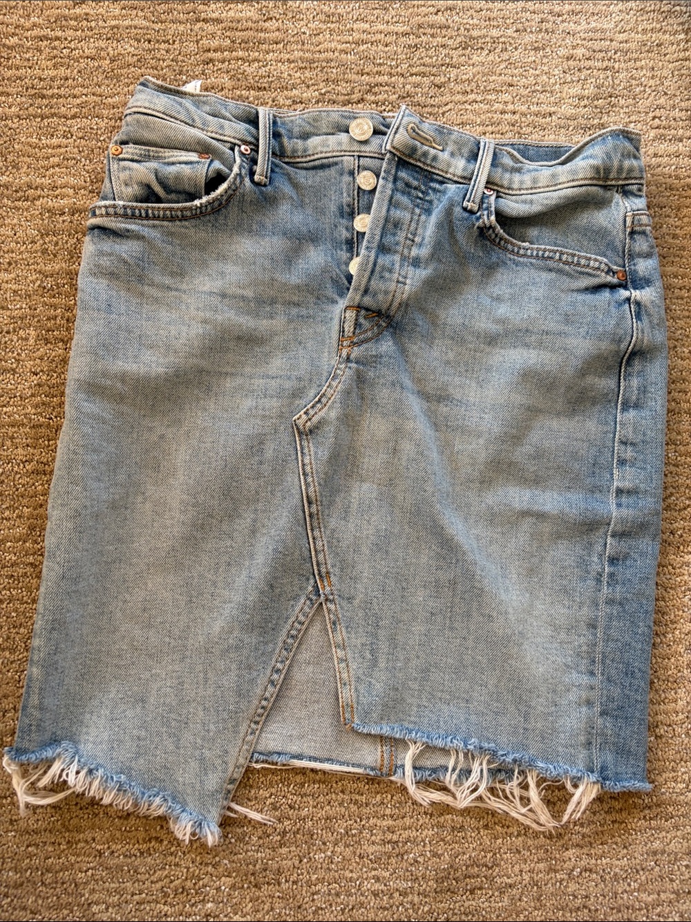 Light Wash Denim Skirt with Front Slit